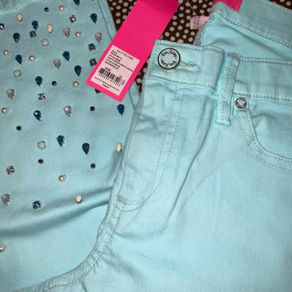 Lilly Pulitzer NWT 27 1/2" South Ocean Crop Flare Pants Whisper Blu Size 00 - Picture 15 of 16